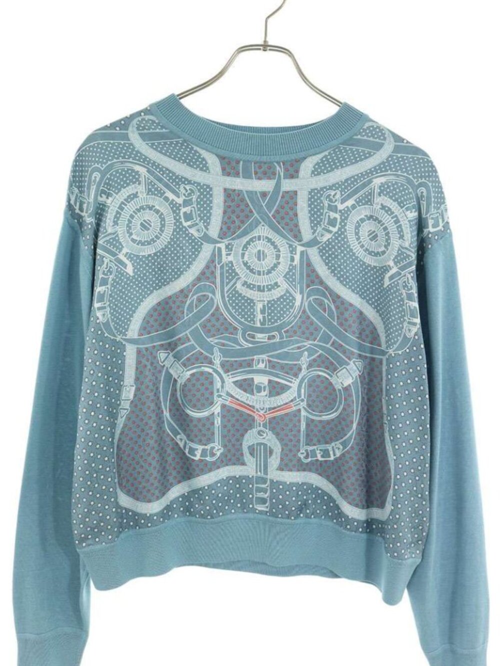 Hermes Eperon D'or Bandana Silk Mixed Knit Sweater 40